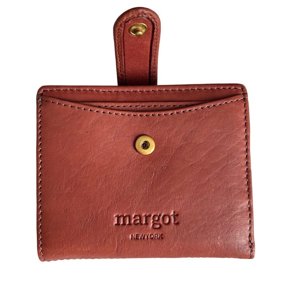 NWT Margot New York Lizzie SM Bifold Wallet Cognac Brown Leather 4.25"W x 3.75"H - Picture 10 of 12